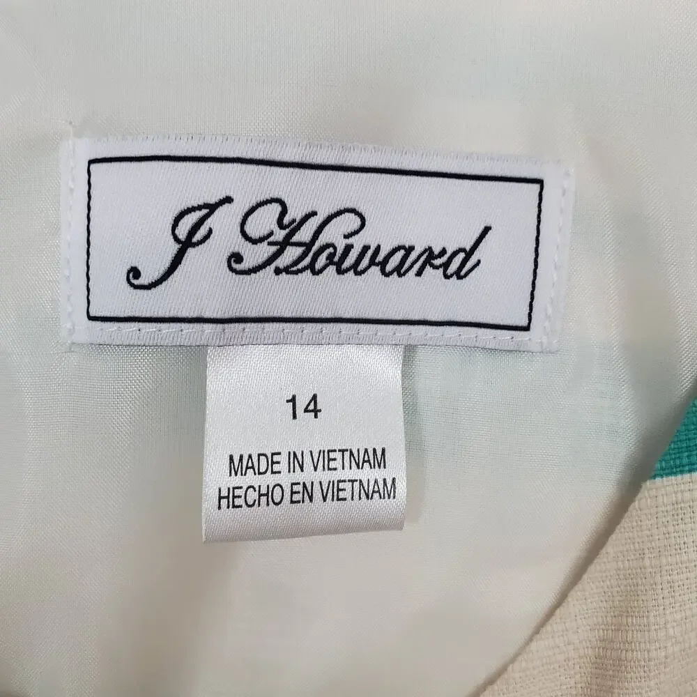 J Howard striped pleated sleeveless dress size 14 - Picture 3 of 4